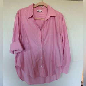 Pink Striped Button-Up Shirt with Sparkle
